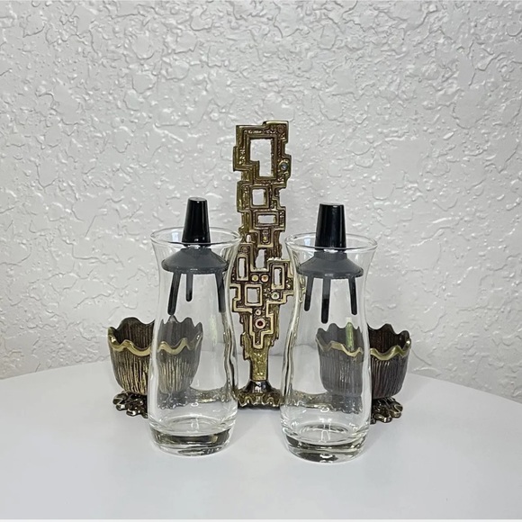 Vintage Judaica Brass Salt & Pepper Shakers By Abada Made In Israel. - Picture 5 of 9